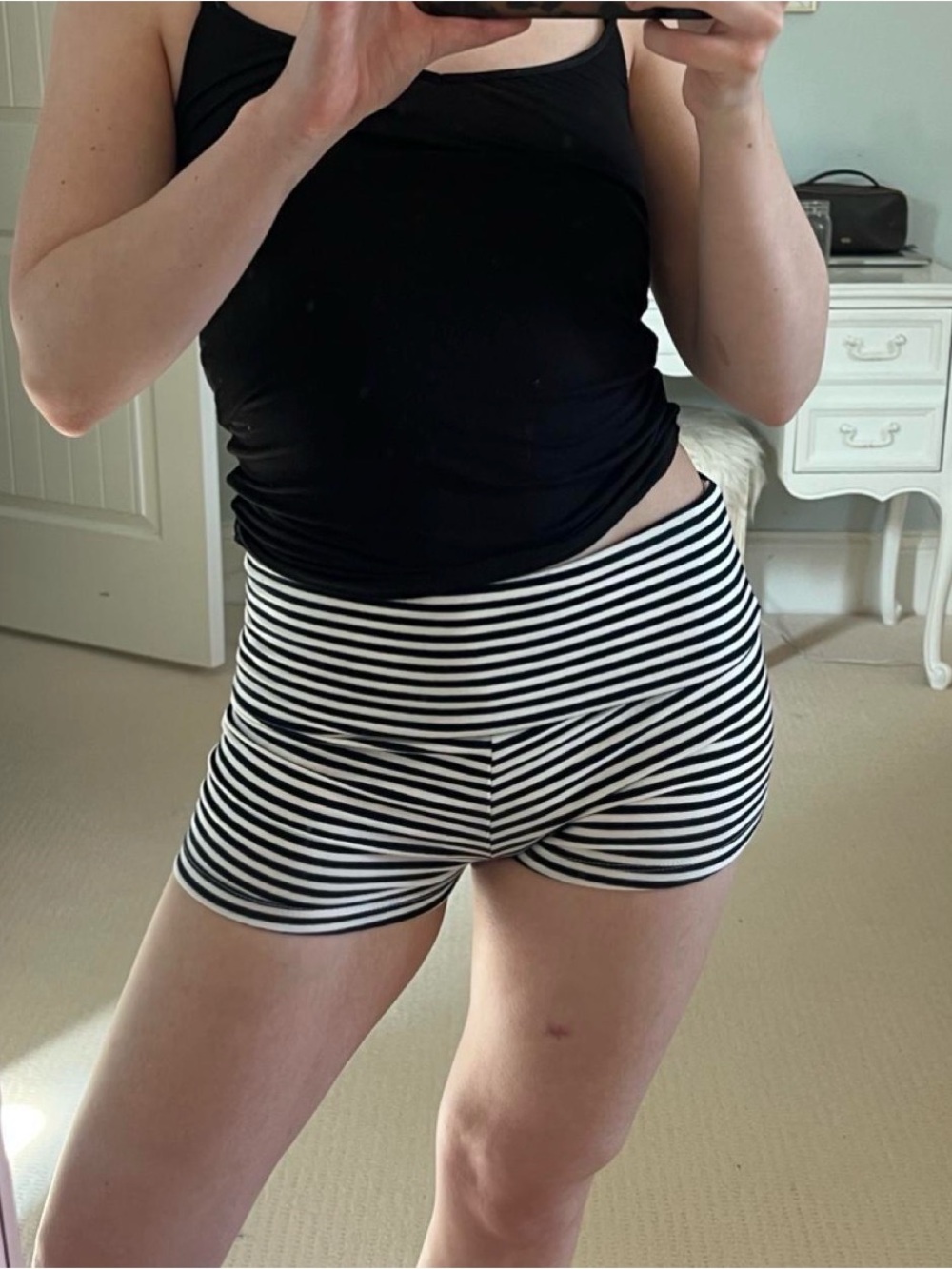 Edikted Black & White Striped Women’s Foldover Shorts